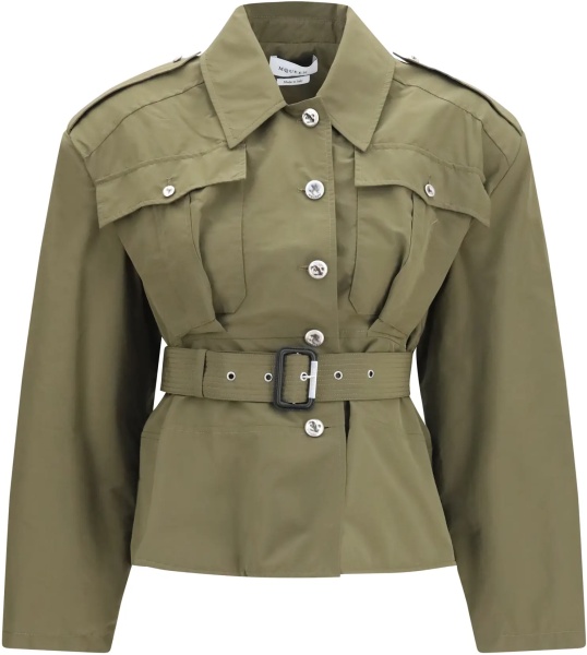 Jacheta Cropped belted high-neck Jacket