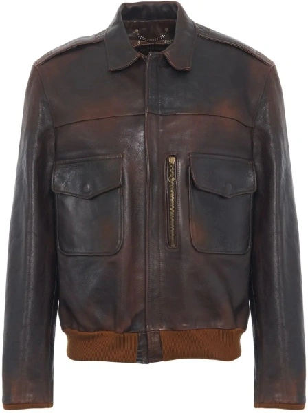 Jacheta Golden Goose maro din piele 'Journey'