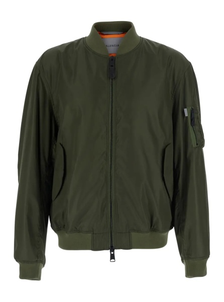 Jacheta green Bomber with embossed logo on the sleeve in tech fabric men