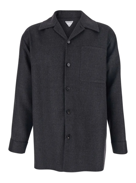 Jacheta Grey Jacket with Wide Notched Revers in Cashmere and SIlk Man