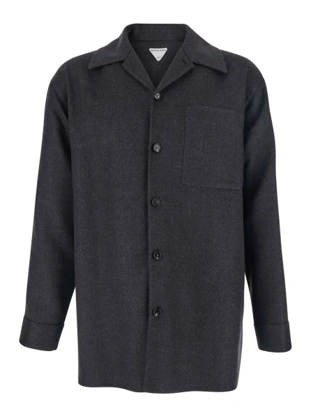 Jacheta Grey Jacket with Wide Notched Revers in Cashmere and SIlk Man