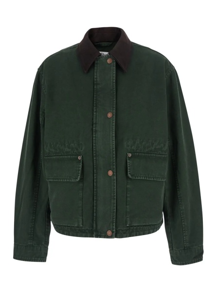 Jacheta Jacket Green with Front Zip Closure and Side Pockets in Sturdy Cotton