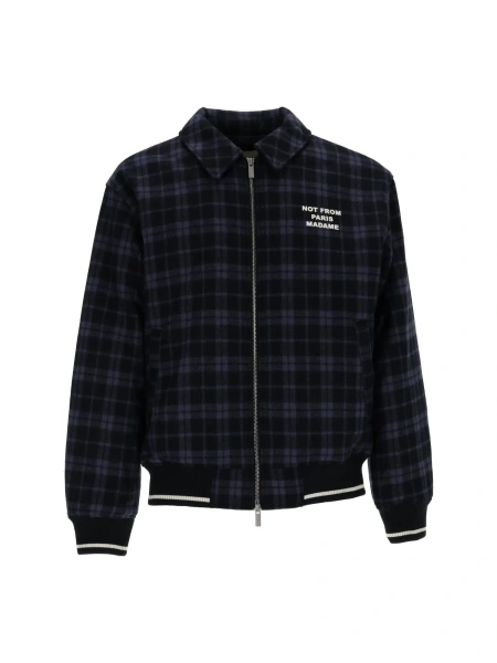 Jacheta NAVY Check Flannel Jacket With Slogan