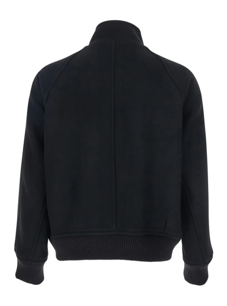 Jacheta 'Regards' Black Jacket with Front Zip Closure in Wool Blend Man