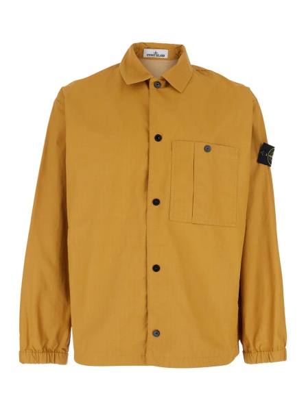 Jacheta Yellow Jacket with Classic Collar and Logo Patch on the Sleeve in Cotton Man