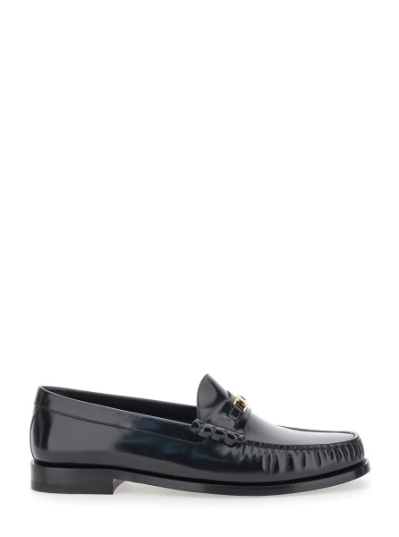 Mocasini Black Loafers with Leather Triomphe Detail for Men
