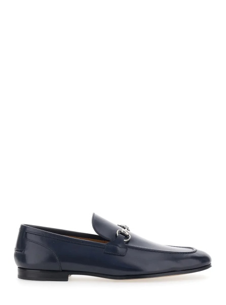Mocasini Blue Loafers 'Jordan' with Horsebit on the Front and Low Heel in Leather for Men