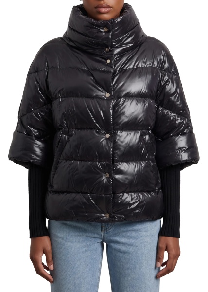 Paltoane Puffer Cape-Style Down Coat With Sleeves