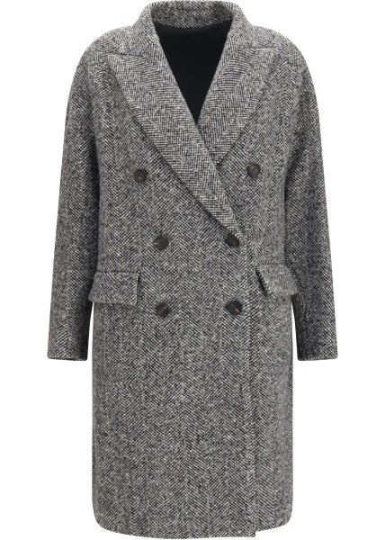 Palton Brunello Cucinelli multicolor din lana si alpaca