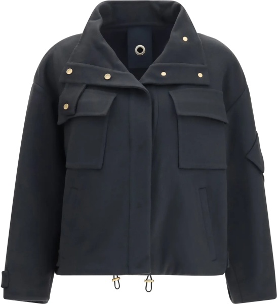 Palton Coat Caban in double cashmere blouson with high collar