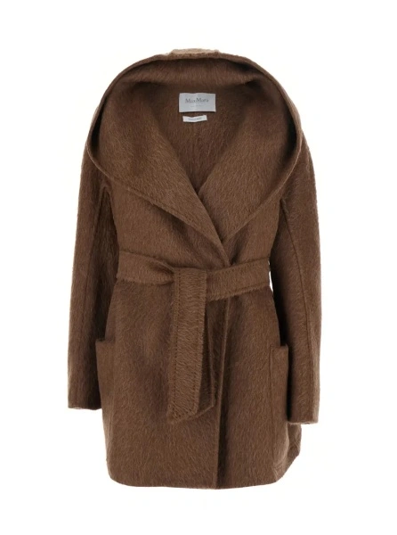 Palton Coat MXS GOLF LOOK29 with front closure and pockets, in wool and cashmere, beige, women