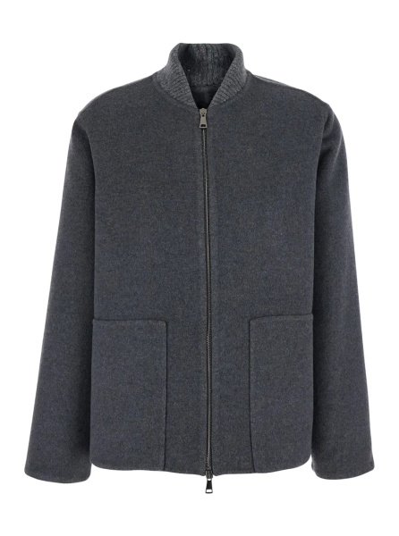 Palton Coat with collar and long sleeves in Grey Fabric women
