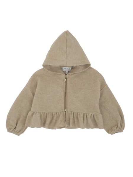 Palton Cotton-cashmere short jacket with flounce