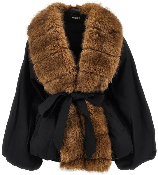 Palton Faux fur collar twill jacket