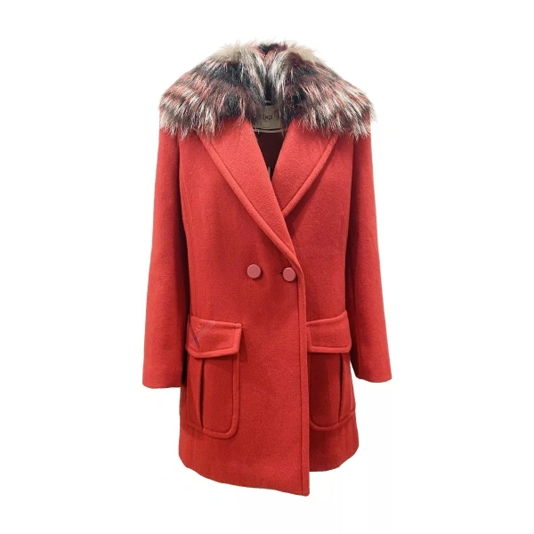 Palton Fendi Fur Collar Wool Coat