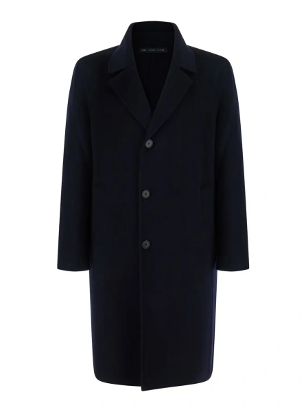 Palton Shirt collar coat with pockets in blue for women
