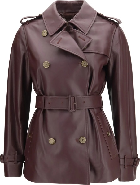 Palton Short leather Trench Coat