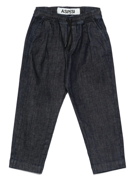 Pantaloni Aspesi albastri din spandex/elastan si bumbac