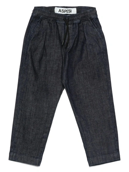 Pantaloni Aspesi albastri din spandex/elastan si bumbac