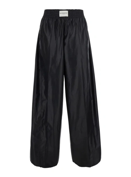 Pantaloni Black Pants with elasticated waist and logo patch on the front in Tech Fabric women