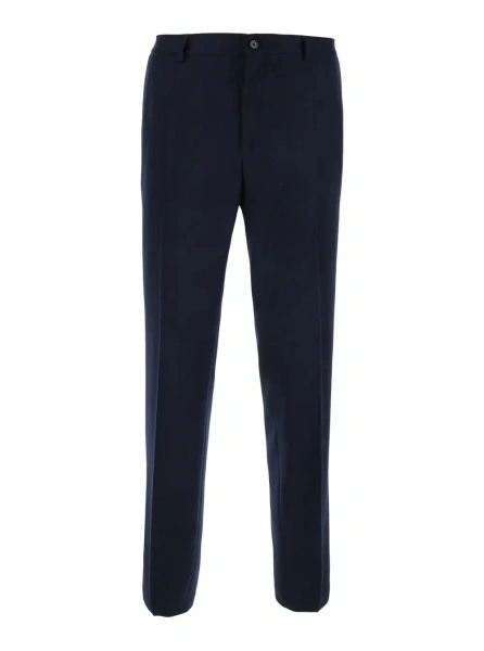 Pantaloni Blue pants with belt loops and back pockets in flannel for men