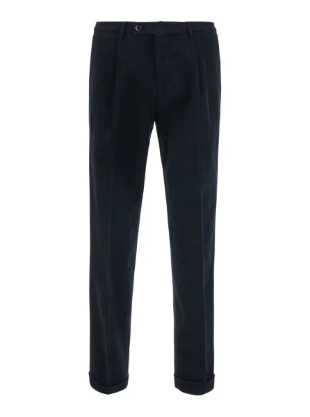 Pantaloni Blue pants with Logo Patch on the Back and Cuffed Hem in Stretch Cotton for Men