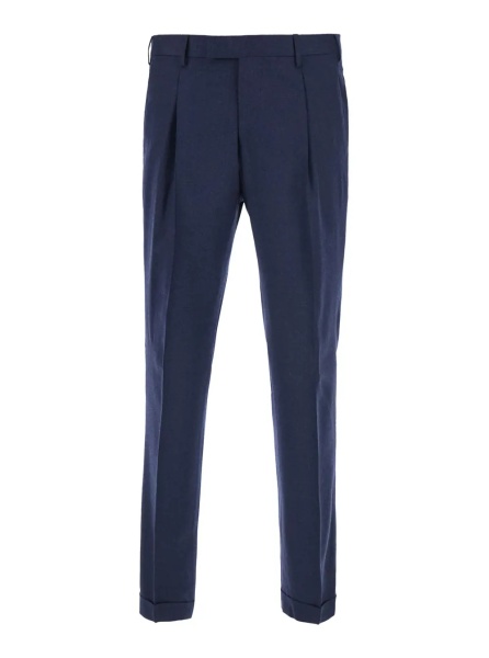 Pantaloni Blue Pants with Single Pleat on the Front in Blend Wool for Men