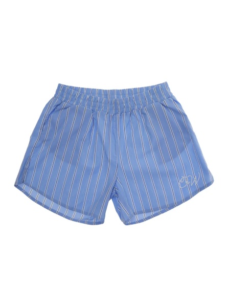 Pantaloni Blue Shorts with Striped Motif and Logo on the Front in Cotton for Girls