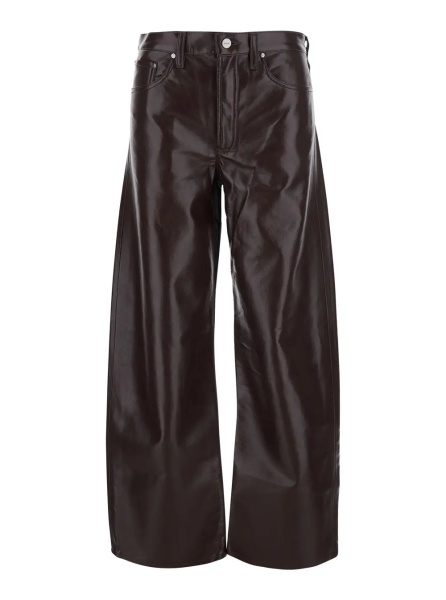 Pantaloni brown Pants with five-pocket design in Ecoleather for women