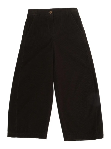 Pantaloni Brown Pants with Logo Patch on the Back in Corduroy Girl