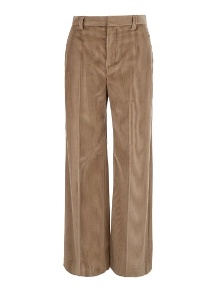 Pantaloni Brunello Cucinelli maro din catifea reiata