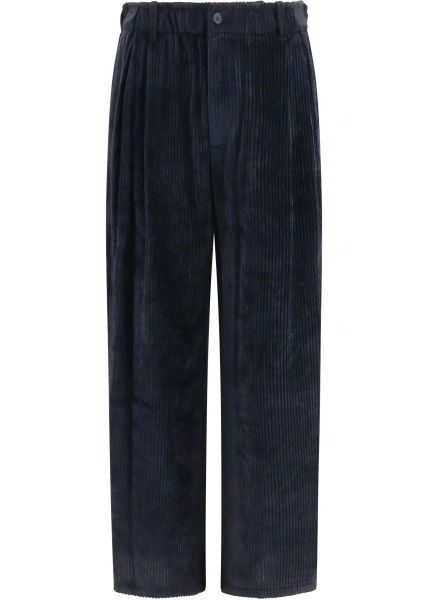 Pantaloni casual Giorgio Armani gri din vascoza si catifea