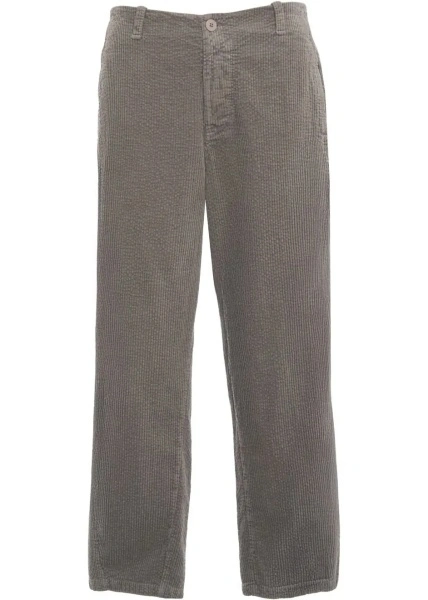 Pantaloni casual Transit gri din catifea reiata