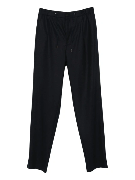 Pantaloni conici Giorgio Armani albastri din elastan si casmir