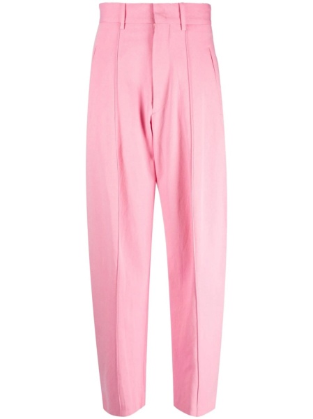 Pantaloni conici Isabel Marant roz din vascoza si bumbac