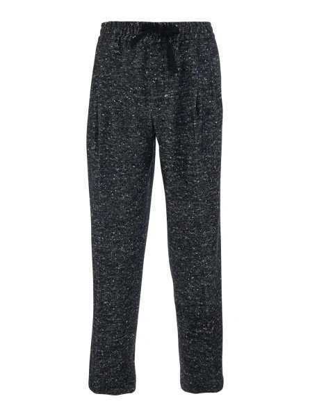 Pantaloni Dark Grey Trousers with Elasticated Waist with Drawstring in Wool Blend Man