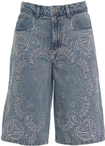 Pantaloni Denim bermuda with embroidery