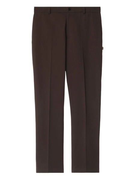 Pantaloni drepti Burberry maro din corn si bumbac
