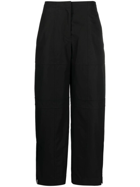 Pantaloni drepti Jil Sander negri din bumbac si polyester