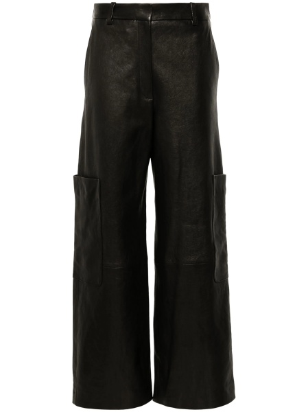 Pantaloni drepti Khaite negri din piele