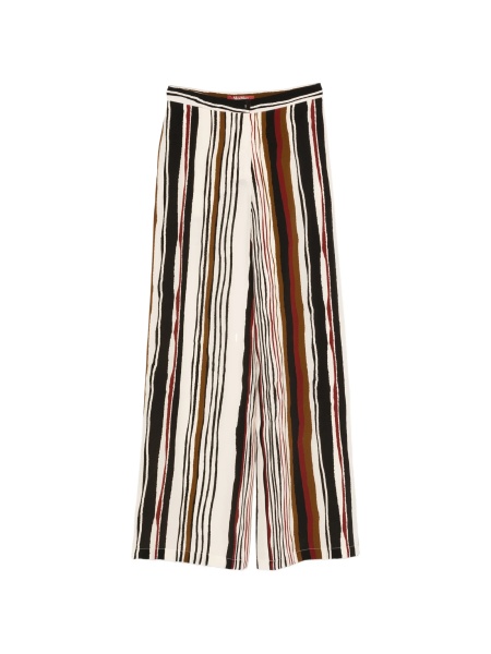 Pantaloni drepti MaxMara Studio albi din matase
