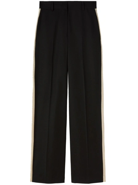 Pantaloni drepti Palm Angels negri din polyester si lana