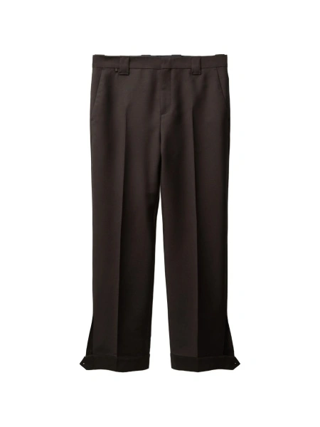 Pantaloni drepti Versace maro din mohair si lana