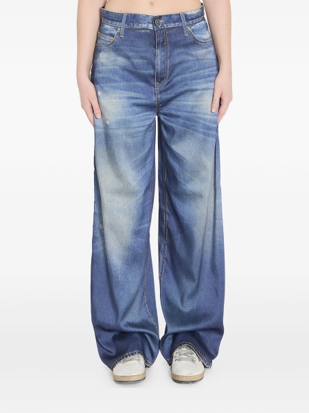 Pantaloni evazati Golden Goose star albastri
