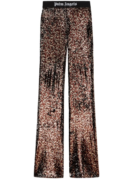 Pantaloni evazati Palm Angels maro din polyester