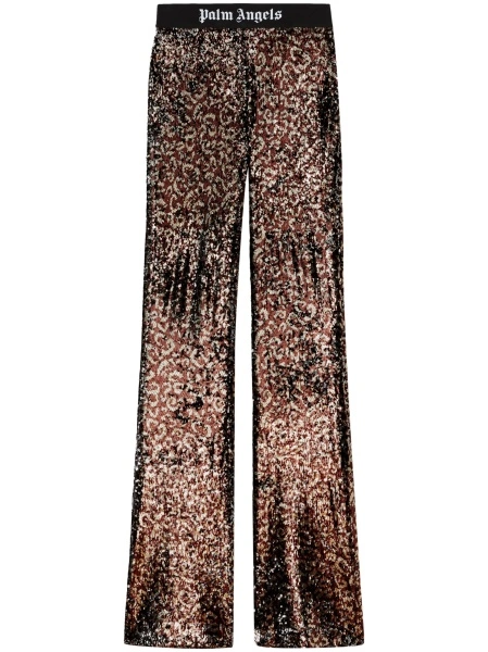 Pantaloni evazati Palm Angels maro din polyester