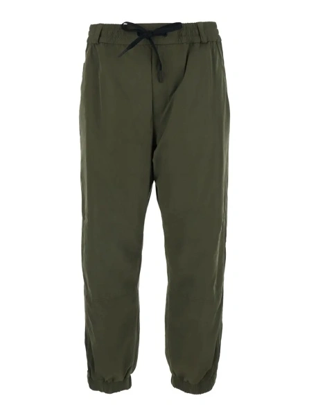 Pantaloni green Jogger Pants with logo patch on the back in Tech Fabric for men