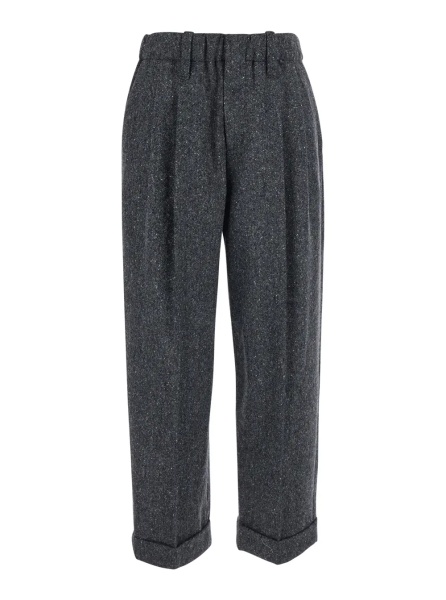 Pantaloni Grey Trousers with semi-elasticated waist and cuffs in Wool Blend women