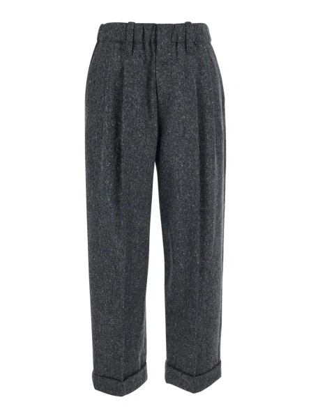 Pantaloni Grey Trousers with semi-elasticated waist and cuffs in Wool Blend women