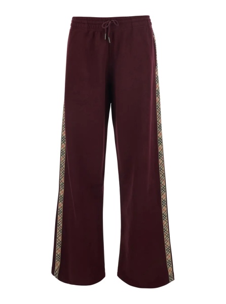 Pantaloni 'Jodie' Bordeaux Pants with drawstring waist and Check motif on the side in cotton for women